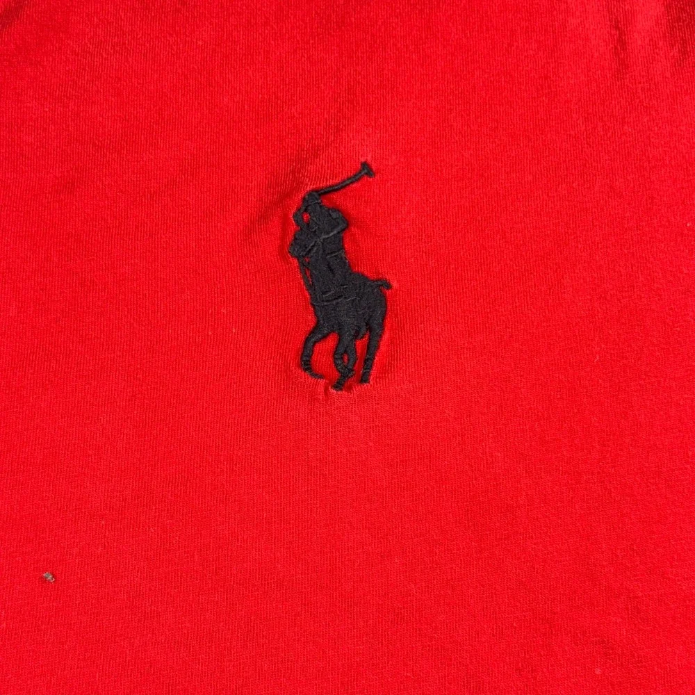 Polo Ralph Lauren Mens Long Sleeve T-Shirt Red Graphic Sleeve Logo Small